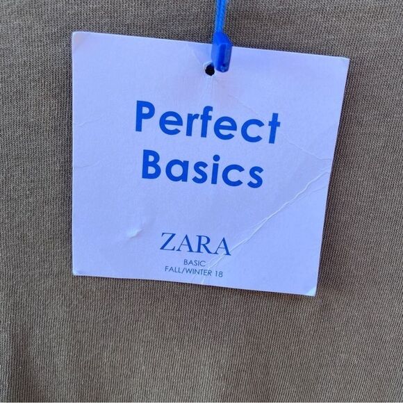 NEW Zara Perfect Basics Olive Long Sleeve Open Tie Back Top Sz S - Picture 8 of 8